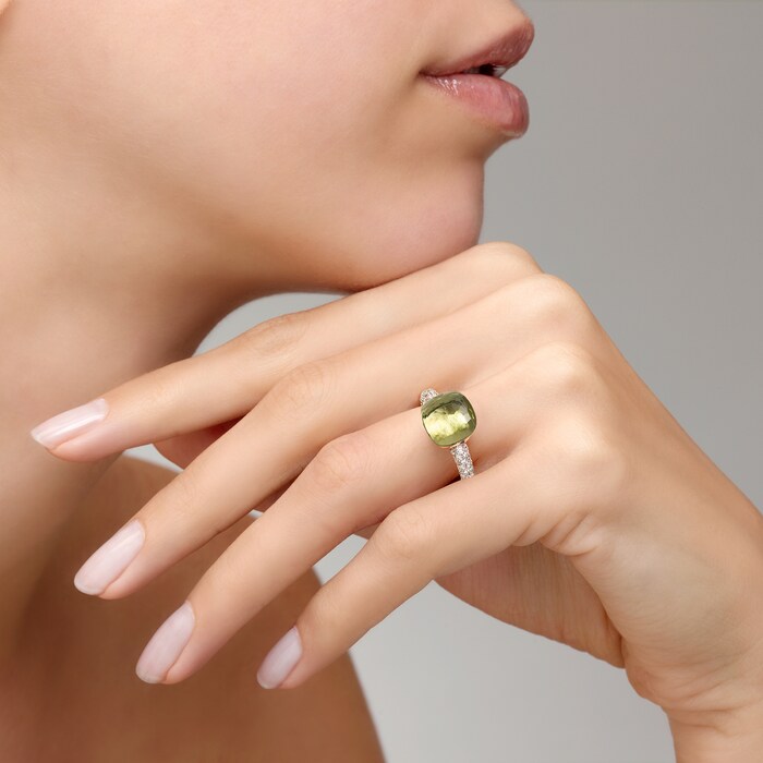 Pomellato Nudo Petit 18ct White & Rose Gold Prasiolite & 0.70ct Diamond Ring - Ring Size Q
