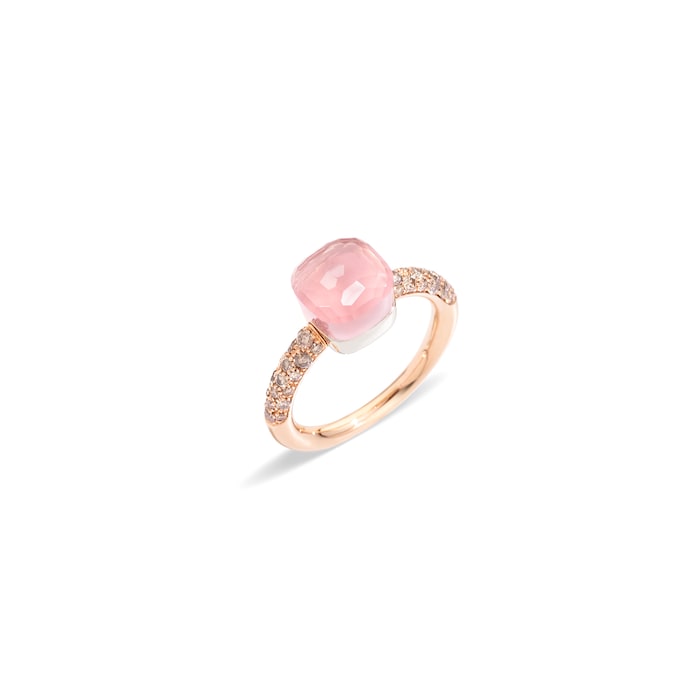 Pomellato Nudo Petit 18ct Rose & White Gold Rose Quartz & 0.50ct Brown Diamond Ring