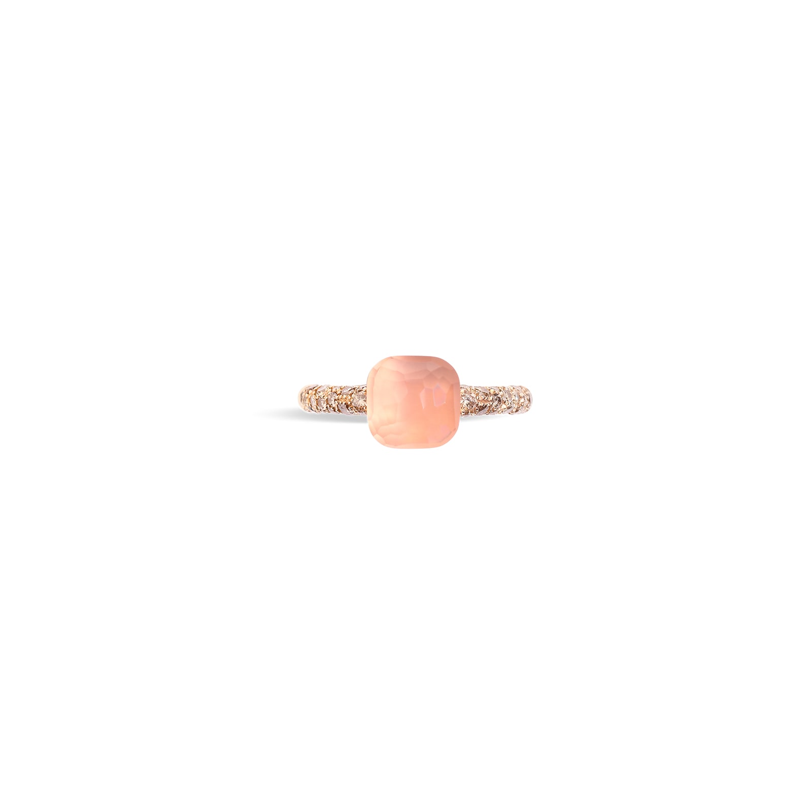 Pomellato Nudo Petit 18ct Rose & White Gold Rose Quartz & 0.50ct Brown Diamond Ring - Ring Size Q