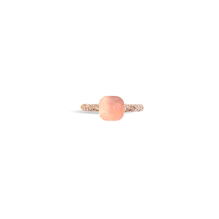 Pomellato Nudo Petit 18ct Rose & White Gold Rose Quartz & 0.50ct Brown Diamond Ring