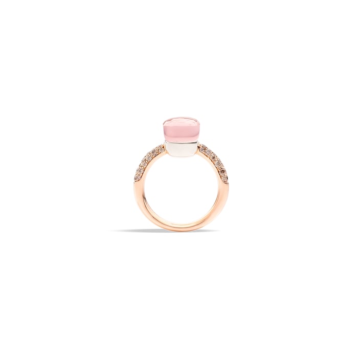 Pomellato Nudo Petit 18ct Rose & White Gold Rose Quartz & 0.50ct Brown Diamond Ring