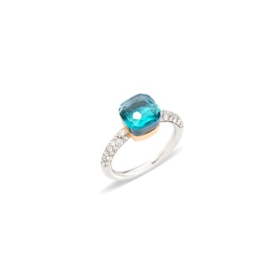 Pomellato Nudo Petit 18ct White & Rose Gold Topaz & Agate 0.40ct Diamond Ring