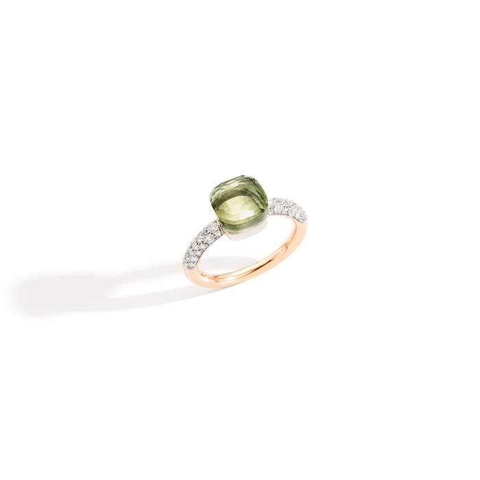 Pomellato Nudo Petit 18ct Rose & White Gold Prasiolite 0.50ct Diamond Ring