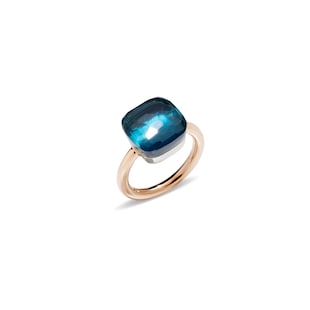 Pomellato Nudo Maxi 18ct Rose & White Gold London Blue Topaz Ring