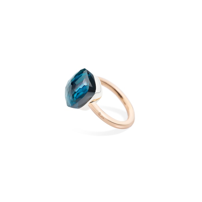 Pomellato Nudo Maxi 18ct Rose & White Gold London Blue Topaz Ring