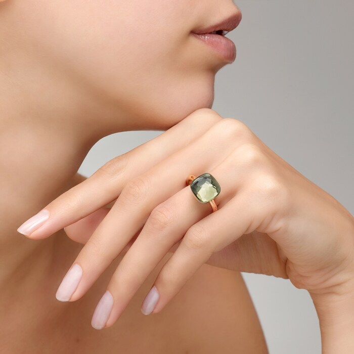 Pomellato Nudo Maxi 18ct Rose & White Gold Prasiolite Ring - Ring Size L