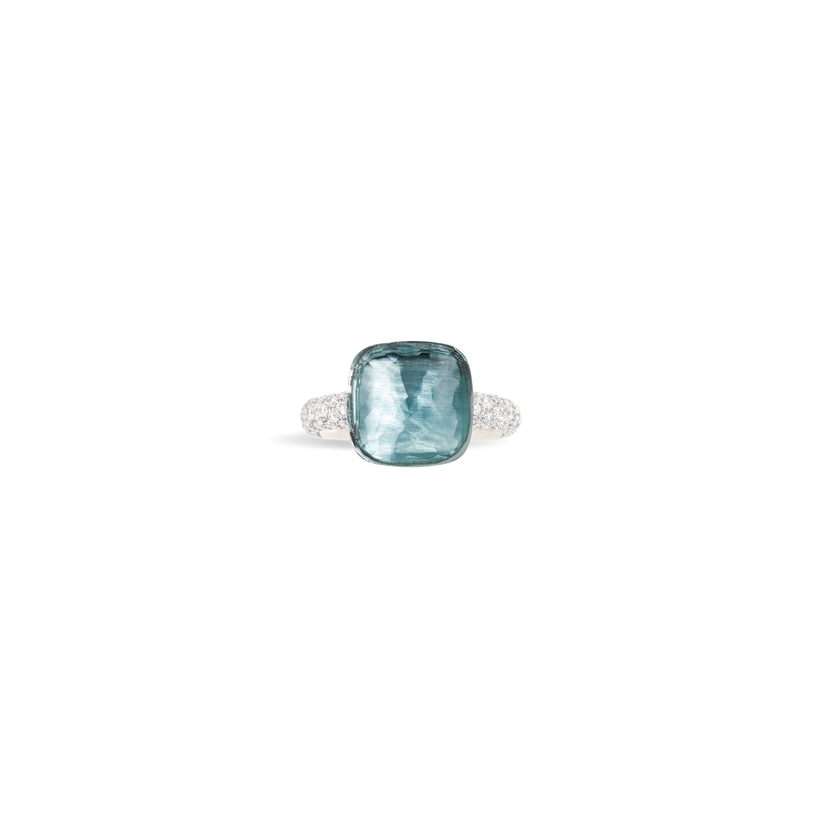 Pomellato Nudo Maxi 18ct White & Rose Gold Blue Topaz & 0.70ct Diamond Ring - Ring Size P Pomellato Nudo Maxi 18ct White & Rose Gold Blue Topaz & 0.70ct Diamond Ring - Ring Size P
