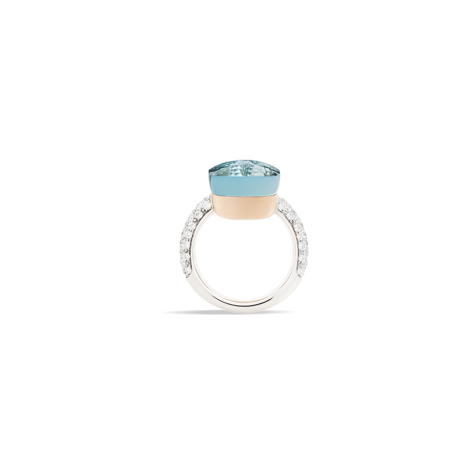 Pomellato Nudo Maxi 18ct White & Rose Gold Blue Topaz & 0.70ct Diamond Ring - Ring Size P Pomellato Nudo Maxi 18ct White & Rose Gold Blue Topaz & 0.70ct Diamond Ring - Ring Size P