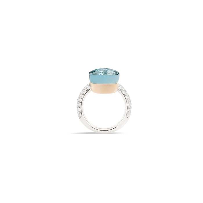 Pomellato Nudo Maxi 18ct White & Rose Gold Blue Topaz & 0.70ct Diamond Ring