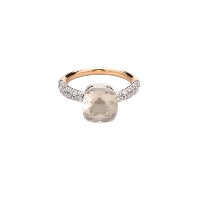 Pomellato Nudo Petit 18ct Rose & White Gold White Topaz & 0.50ct Diamond Ring