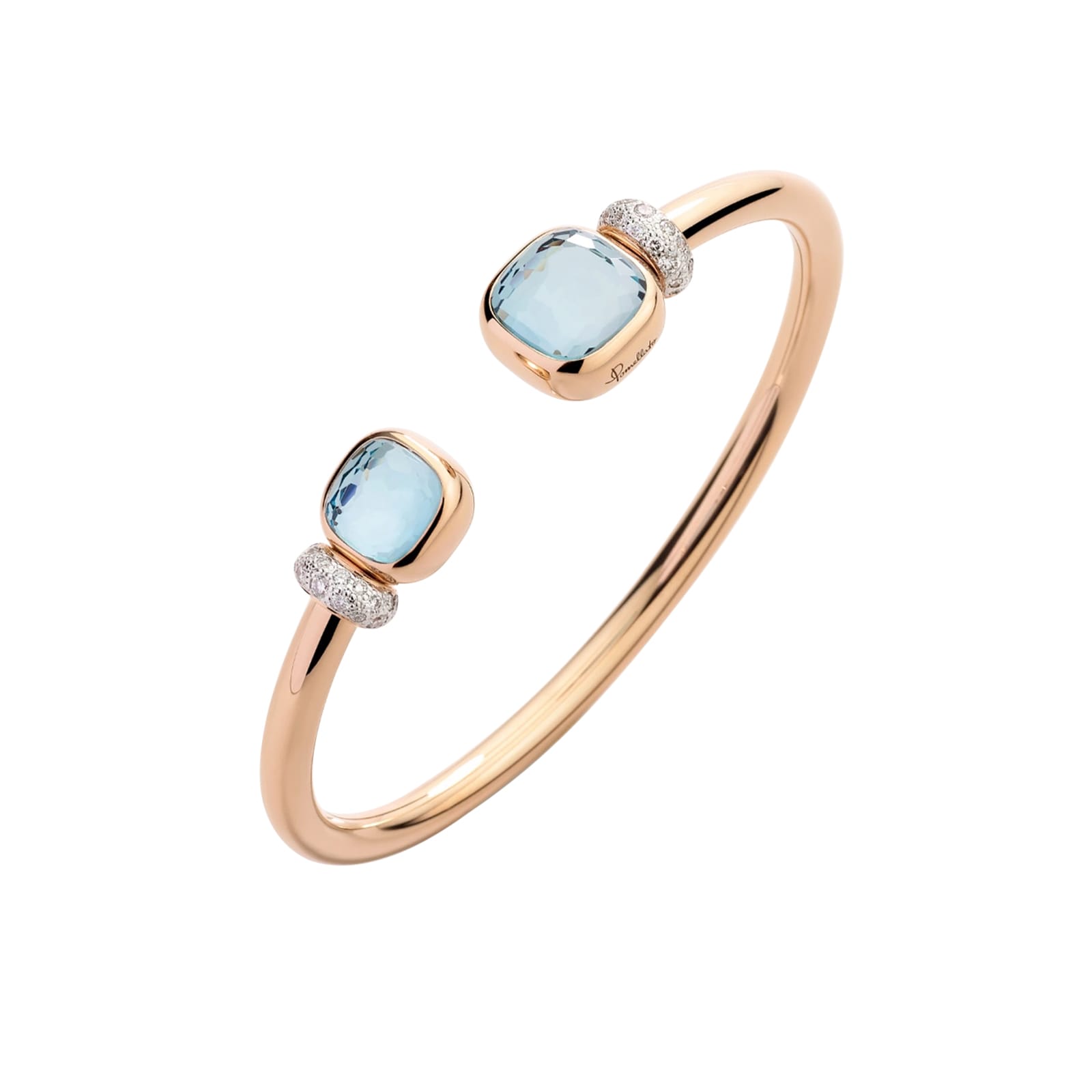 Pomellato Nudo Classic 18ct Rose Gold Blue Topaz & 0.50ct Diamond Bangle