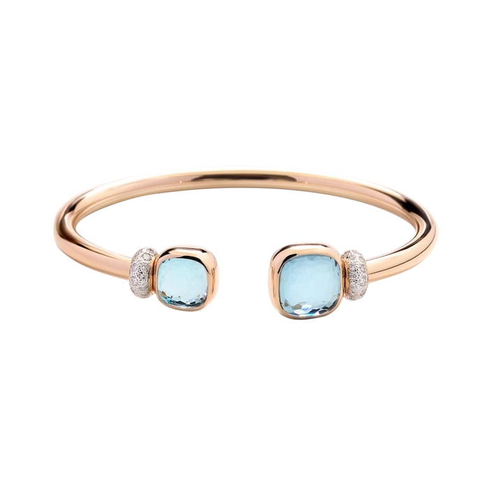 Pomellato Nudo Classic 18ct Rose Gold Blue Topaz & 0.50ct Diamond Bangle