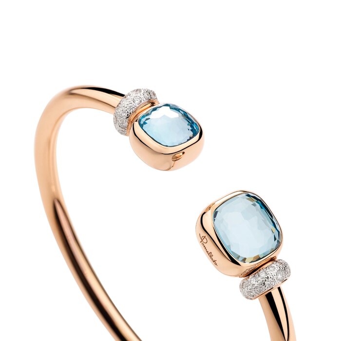 Pomellato Nudo Classic 18ct Rose Gold Blue Topaz & 0.50ct Diamond Bangle