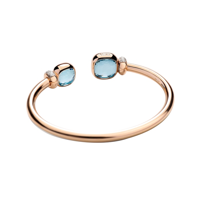 Pomellato Nudo Classic 18ct Rose Gold Blue Topaz & 0.50ct Diamond Bangle