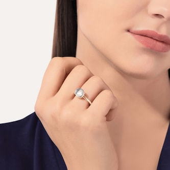 Pomellato 18K Rose & White Gold Nudo Petit White Topaz Ring