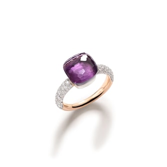 Pomellato 18K Rose & Whtie Gold Nudo Classic Diamond & Amethyst Ring