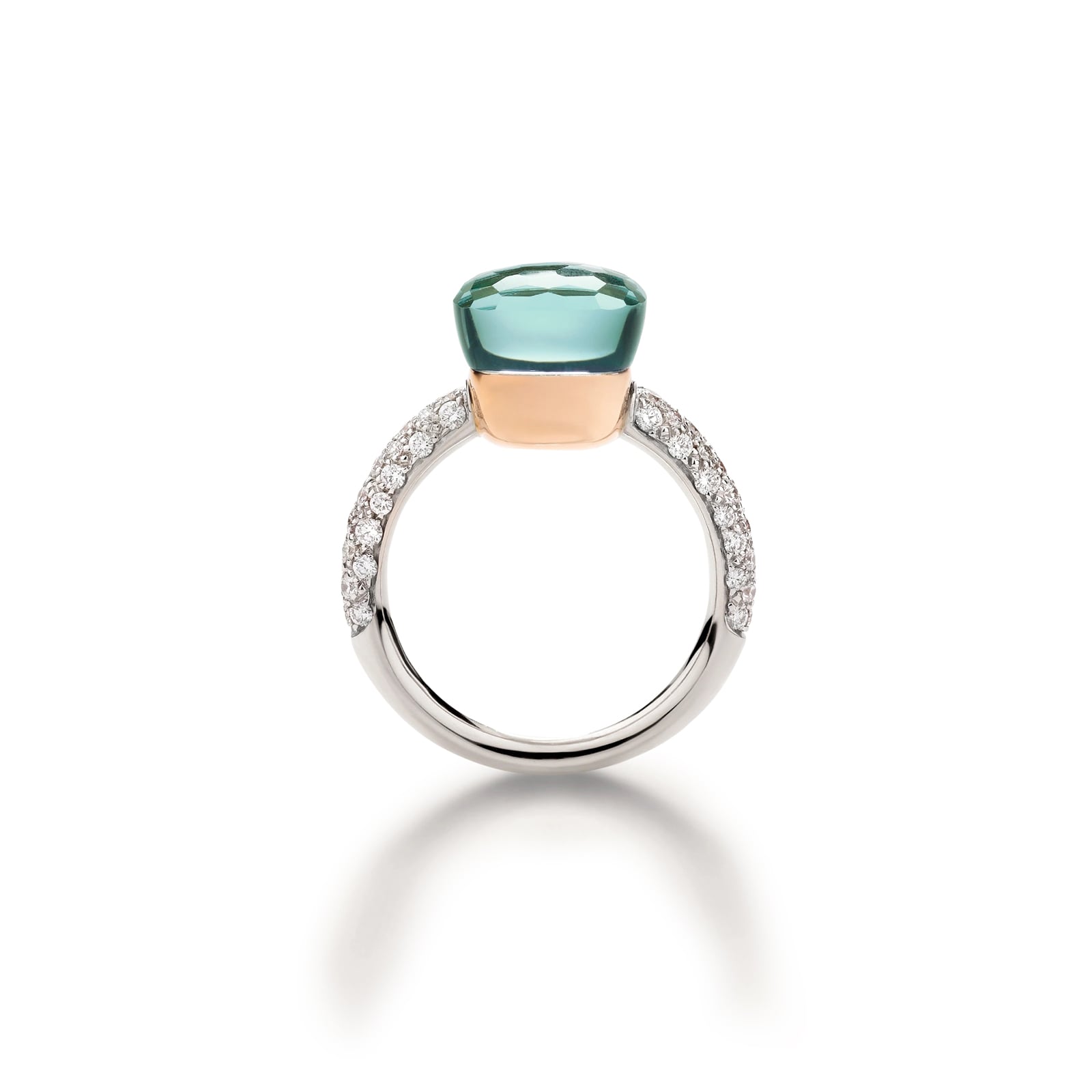 Pomellato 18K White & Rose Gold Nudo Classic Diamond, Blue Topaz & Agate Ring