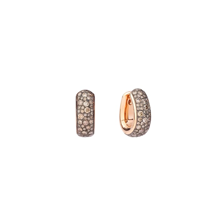 Pomellato 18K Rose Gold Iconica Brown Diamond Hoop Earrings