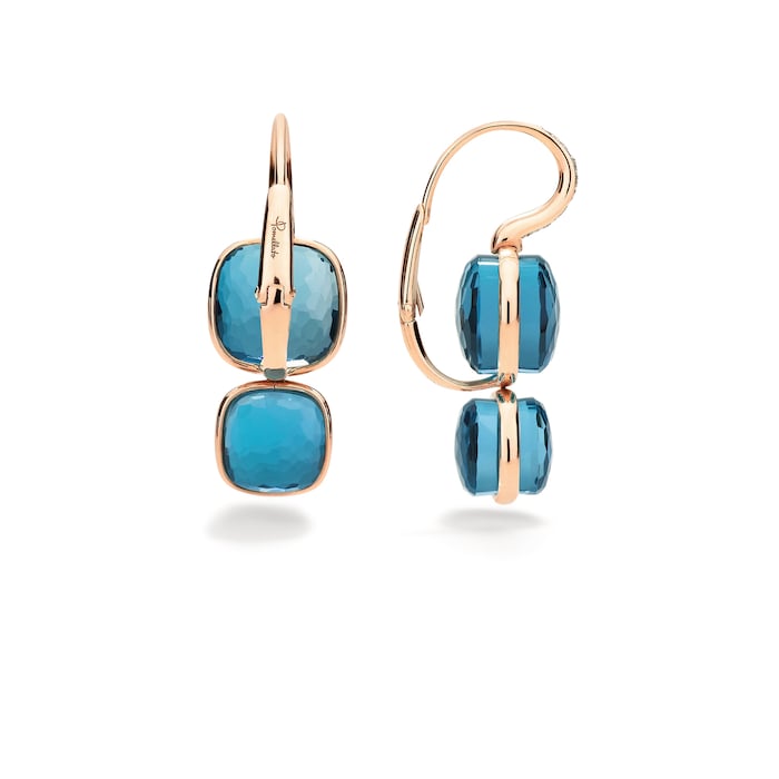 Pomellato 18K Rose Gold Nudo Diamond & London Blue Topaz Drop Earrings