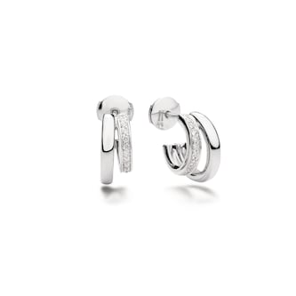 Pomellato 18K White Gold Pomellato Together Diamond Double Hoop Earrings Pomellato 18K White Gold Pomellato Together Diamond Double Hoop Earrings