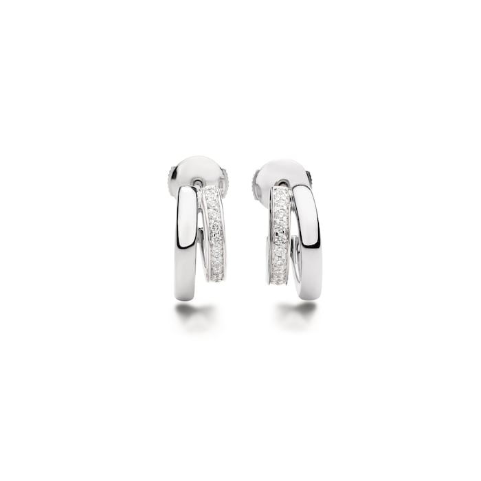 Pomellato 18K White Gold Pomellato Together Diamond Double Hoop Earrings