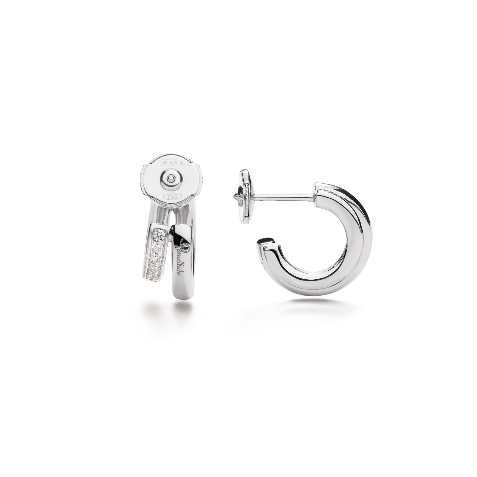 Pomellato 18K White Gold Pomellato Together Diamond Double Hoop Earrings