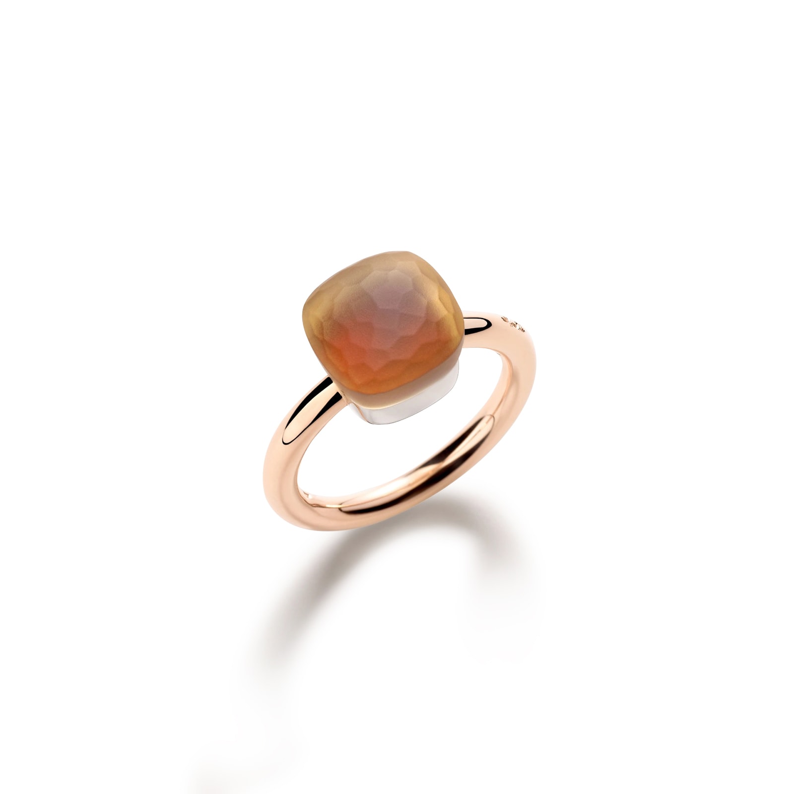 Pomellato 18K Rose & White Gold Nudo Gele Classic Citrine & Carnelian Ring - Size