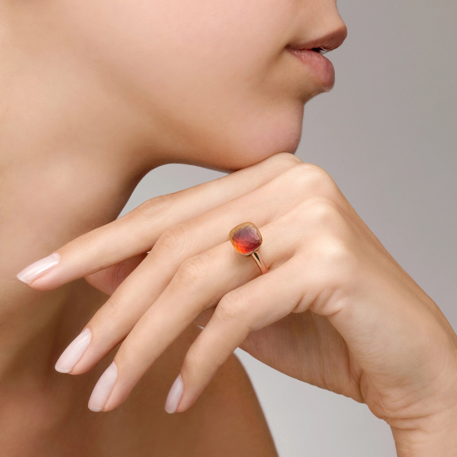 Pomellato 18K Rose & White Gold Nudo Gele Classic Citrine & Carnelian Ring - Size