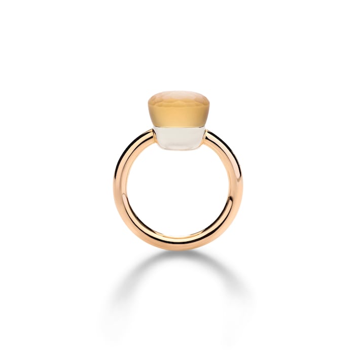 Pomellato 18K Rose & White Gold Nudo Gele Classic Citrine & Carnelian Ring - Size