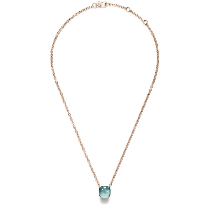 Pomellato 18K Rose & White Gold Nudo Petit Sky Blue Topaz Pendant Necklace