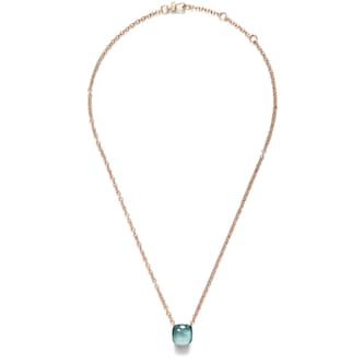 Pomellato 18K Rose & White Gold Nudo Petit Sky Blue Topaz Pendant Necklace Pomellato 18K Rose & White Gold Nudo Petit Sky Blue Topaz Pendant Necklace