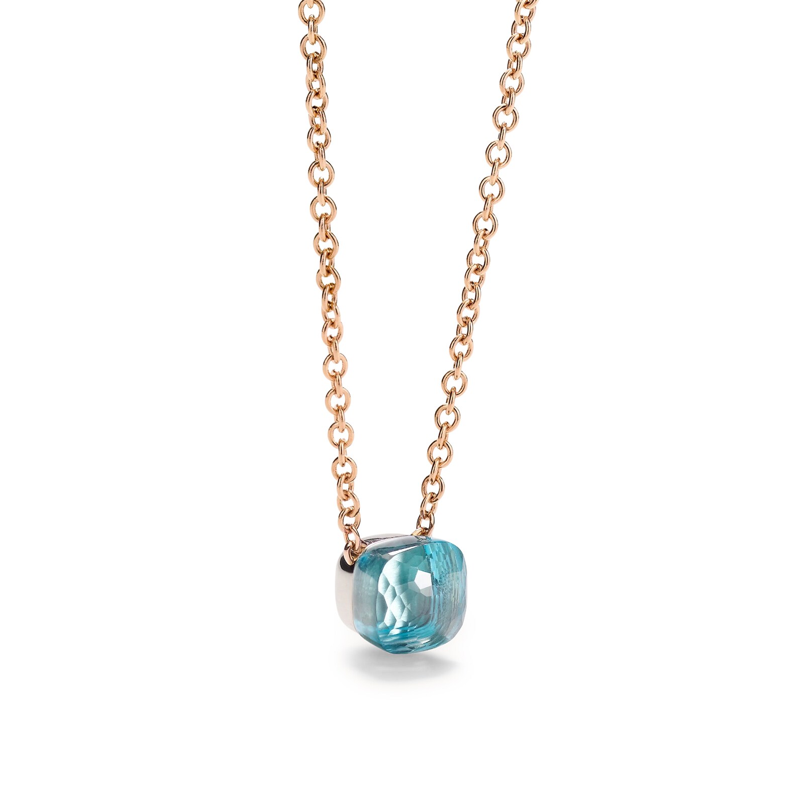 Pomellato 18K Rose & White Gold Nudo Petit Sky Blue Topaz Pendant Necklace