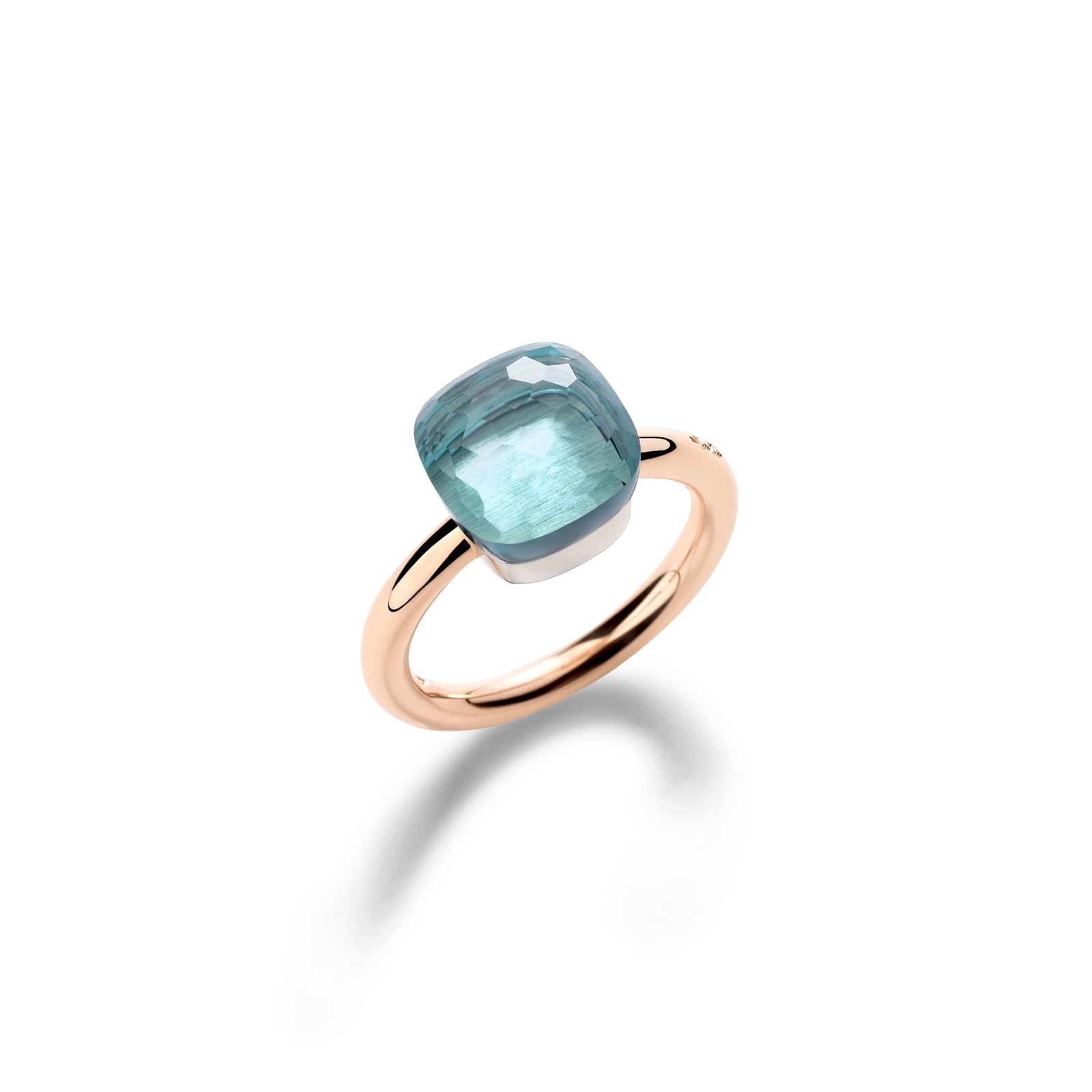 Pomellato 18K Rose & White Gold Nudo Clasic Blue Topaz Ring - Size 6
