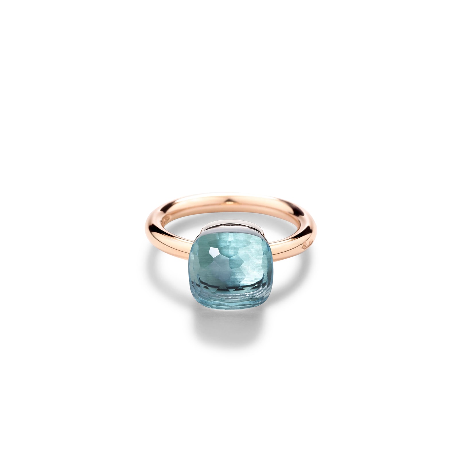 Pomellato 18K Rose & White Gold Nudo Clasic Blue Topaz Ring - Size 6
