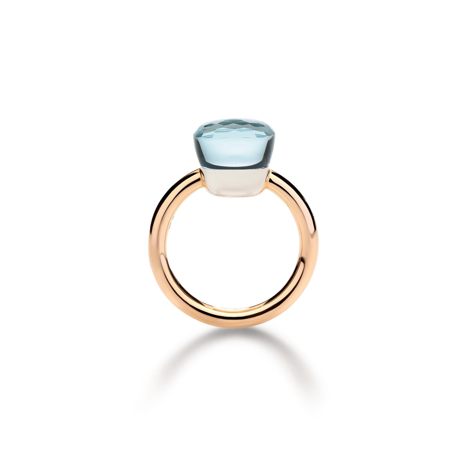 Pomellato 18K Rose & White Gold Nudo Clasic Blue Topaz Ring - Size 6
