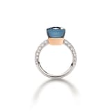 Pomellato 18K White & Rose Gold Nudo Classic Diamond, London Blue Topaz & Turquoise Ring - Size 6.75