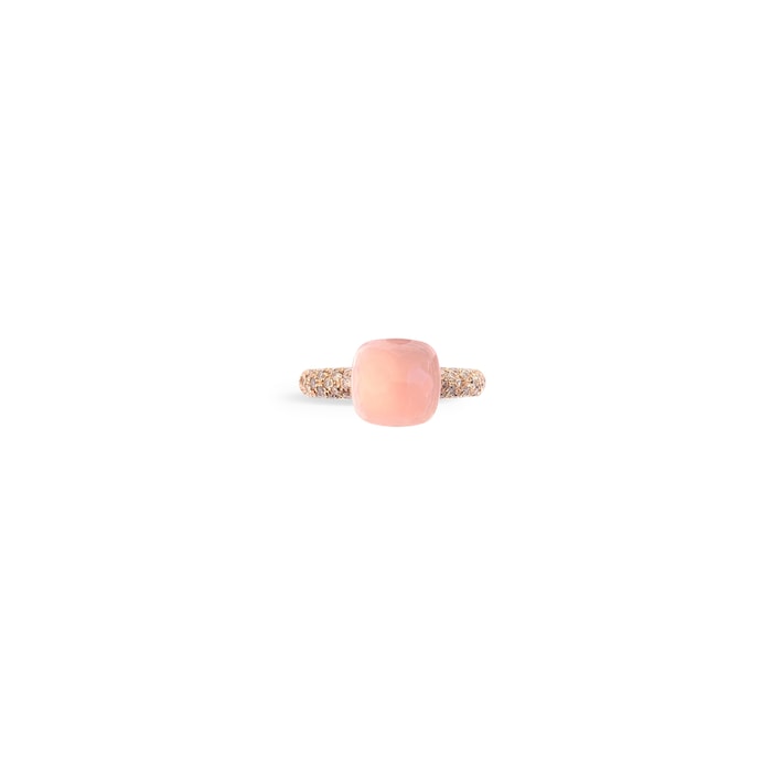 Pomellato 18K Rose & White Gold Nudo Classic Diamond, Rose Quartz & Chalcedony Ring