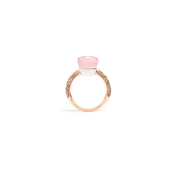 Pomellato 18K Rose & White Gold Nudo Classic Diamond, Rose Quartz & Chalcedony Ring
