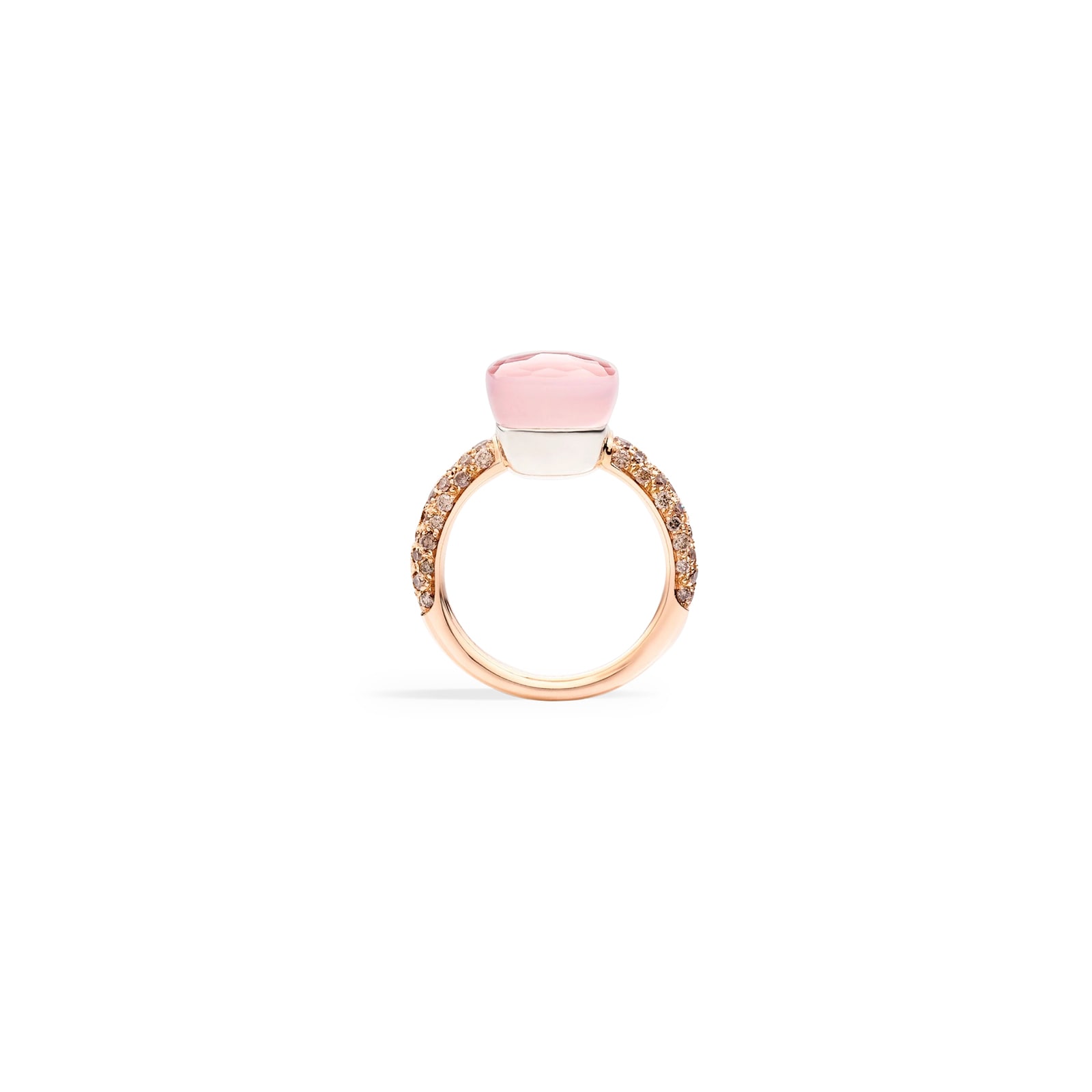 Pomellato 18K Rose & White Gold Nudo Classic Diamond, Rose Quartz & Chalcedony Ring