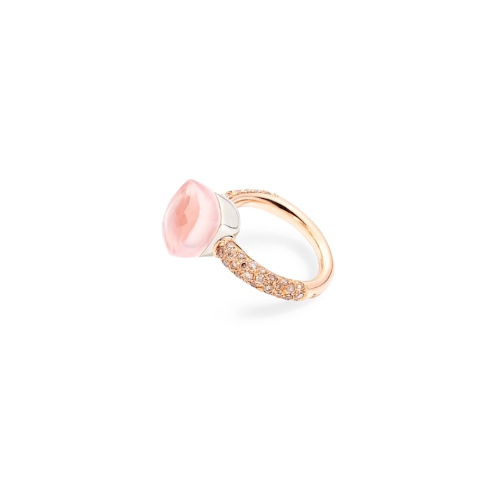 Pomellato 18K Rose & White Gold Nudo Classic Diamond, Rose Quartz & Chalcedony Ring