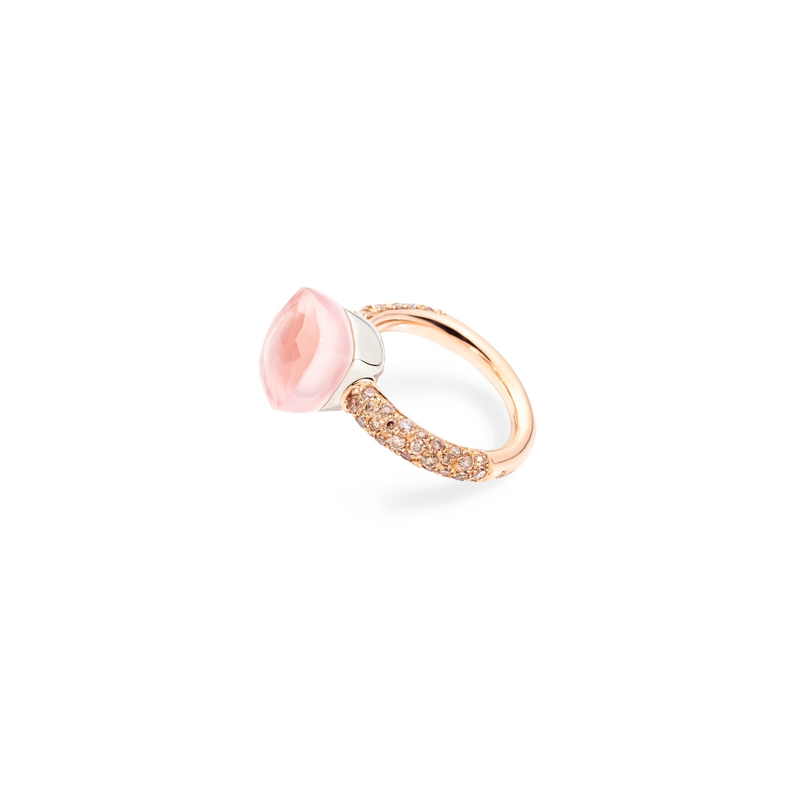 Pomellato 18K Rose & White Gold Nudo Classic Diamond, Rose Quartz & Chalcedony Ring