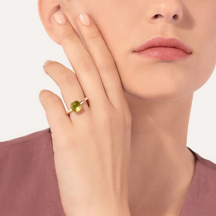 Pomellato 18K Rose & White Gold Nudo Petit Lemon Quartz Ring
