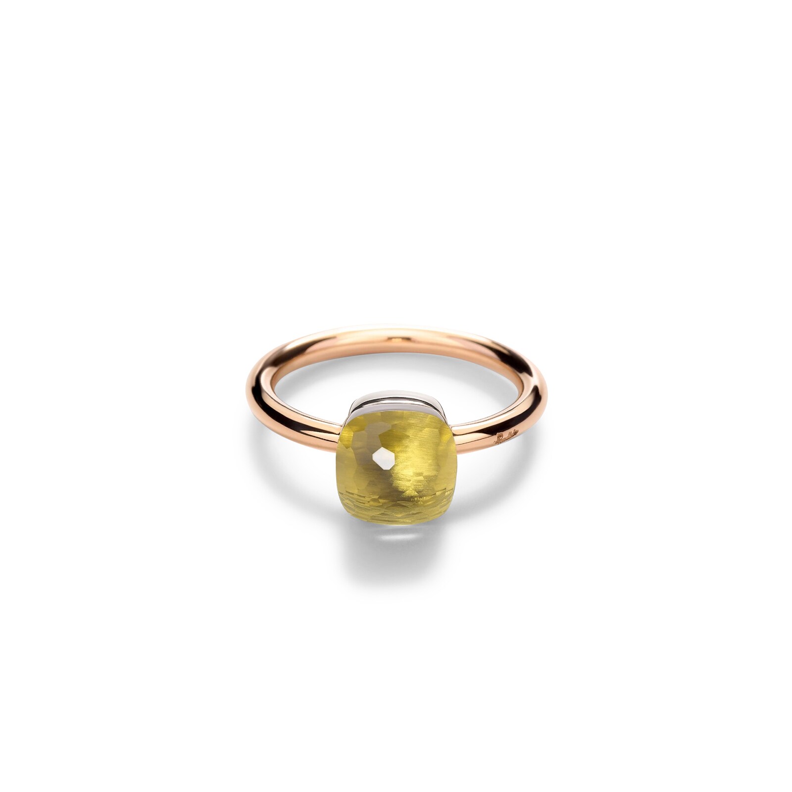 Pomellato 18K Rose & White Gold Nudo Petit Lemon Quartz Ring
