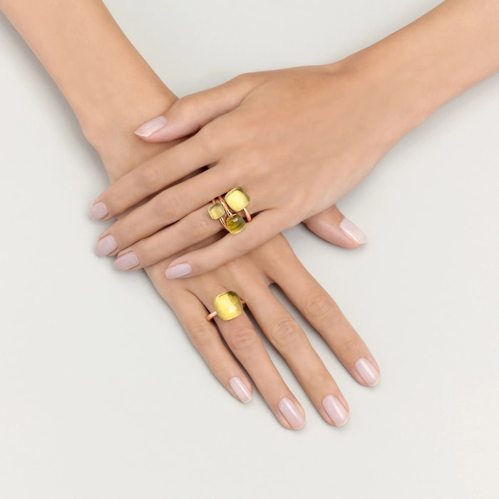 Pomellato 18K Rose & White Gold Nudo Petit Lemon Quartz Ring