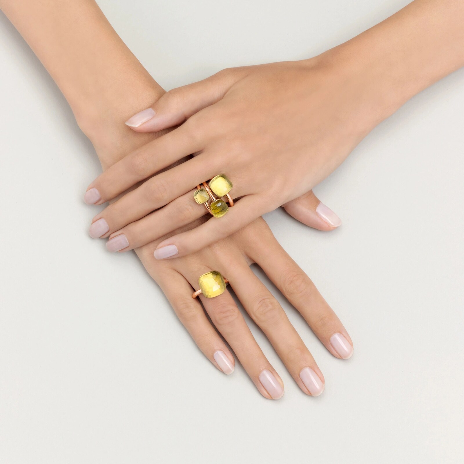 Pomellato 18K Rose & White Gold Nudo Petit Lemon Quartz Ring