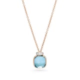 Pomellato 18ct Rose Gold Nudo Sky Blue Topaz & 0.02ct Diamond Pendant Necklace