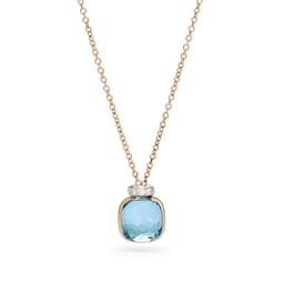 37190225 - 18ct Rose Gold Nudo Sky Blue Topaz & 0.02ct Diamond Pendant Necklace