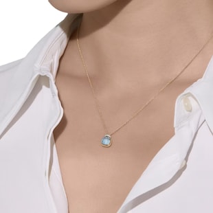 Pomellato 18ct Rose Gold Nudo Sky Blue Topaz & 0.02ct Diamond Pendant Necklace