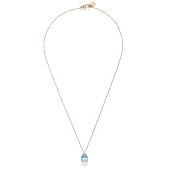 Pomellato 18ct Rose Gold Nudo Sky Blue Topaz & 0.02ct Diamond Pendant Necklace