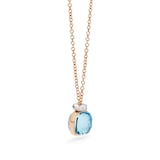Pomellato 18ct Rose Gold Nudo Sky Blue Topaz & 0.02ct Diamond Pendant Necklace